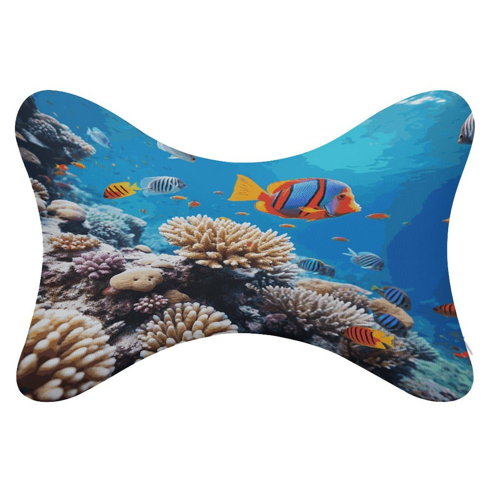 FekiLoot Ocean Tropical Fish Coral Car Headrest Set of 2,Softness Memory Foam Car Neck Pillow with Breathable Removable Cover Car Neck Support Pillow Ergonomic for Driving, Office