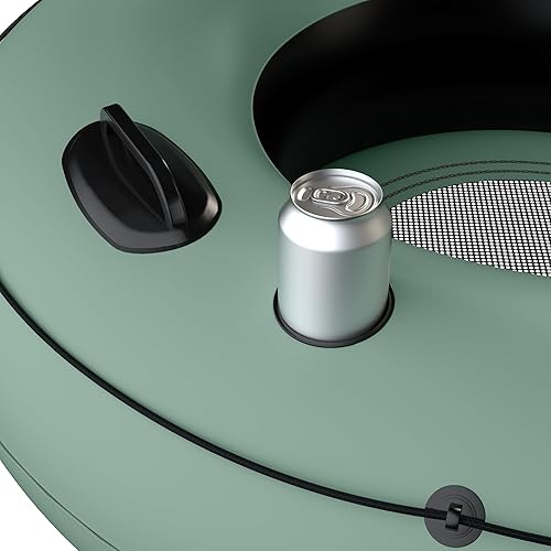 Miniatura 6 de Retrospec Siesta Float - Tubo inflable para río de 48 pulgadas  Flotador de agua resistente con respaldo y portavasos  300 libras  Kit de reparación