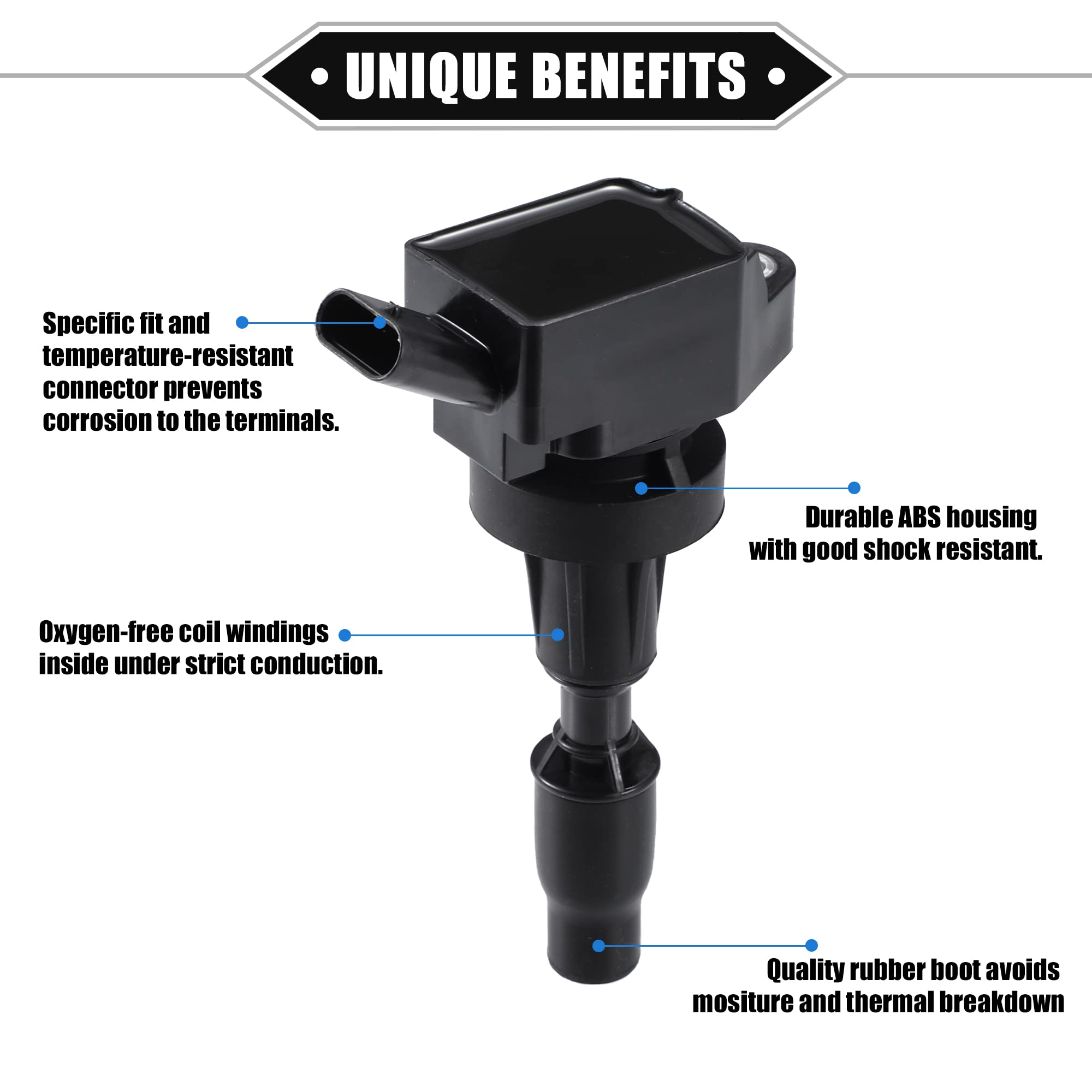 QUARKZMAN 4 Uds Bobinas Encendido Compatibles para Hyundai Elantra L4 1.6L, Negro