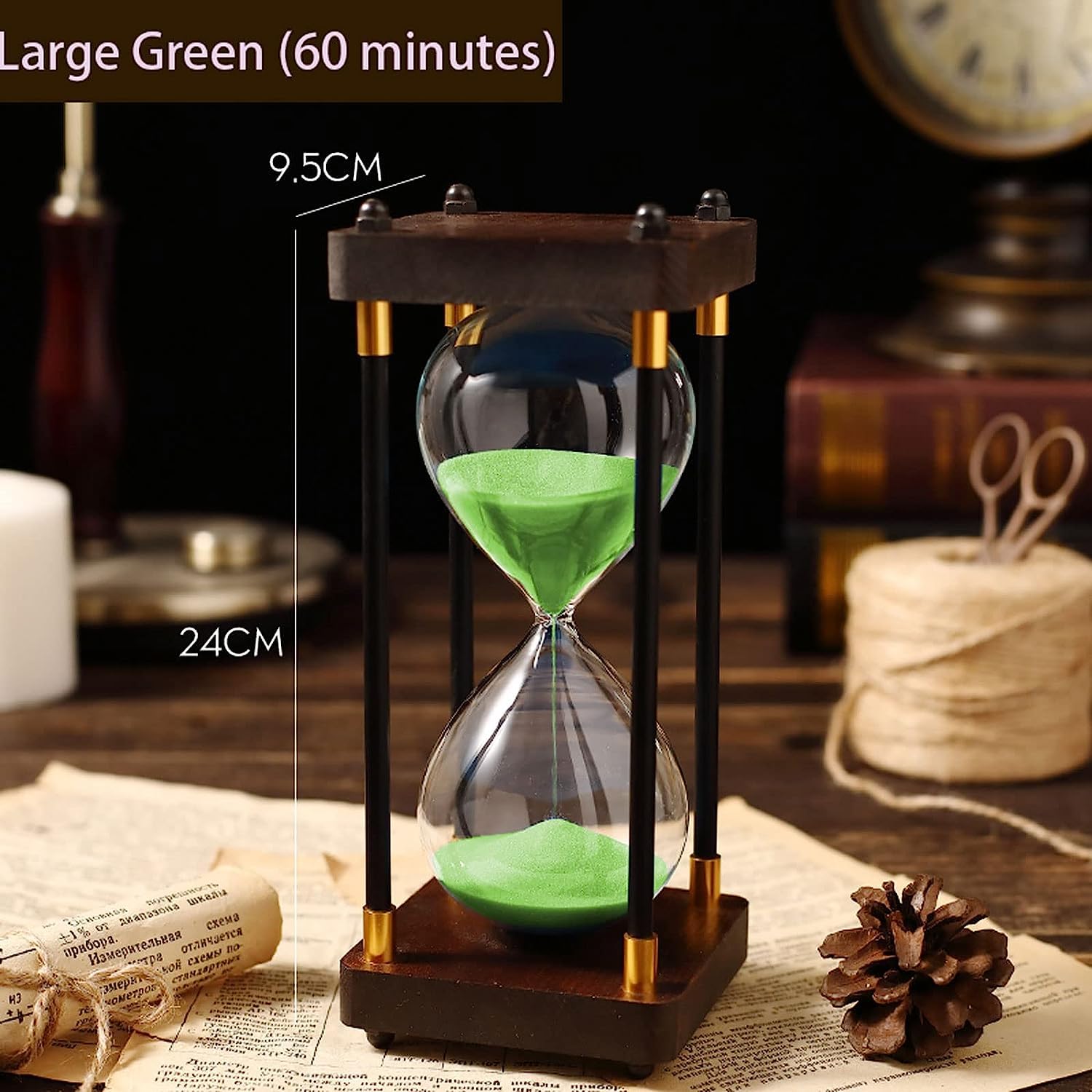 Zandloper Timer 30 Minuten Zand Geschenken Zandloper Decor Creatieve Geschenken Kamer Kantoor Zand Keuken Thuis Kantoor Decoratie Zand Kantoor Ornament Keuken (Color : Green Sand, Size : 15 minutes