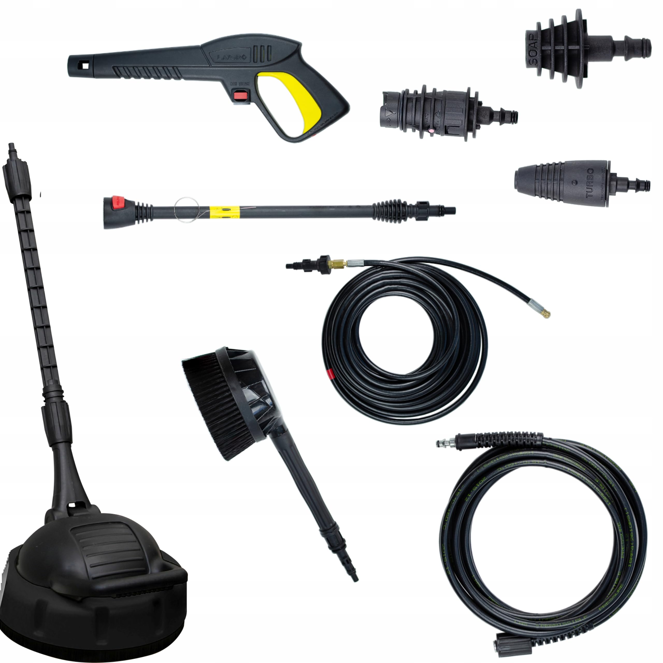 LAVOR Myjka Ciśnieniowa Prime 165 Zestaw Max: 250 EwBAR, Moc Silnika: 2500 W, Wąż Do Kanalizacji 6m, Aluminiowa Pompa, Bęben do zwijania, wzmocniony ABS, Dysza Turbo, zestaw do czyszczenia patio