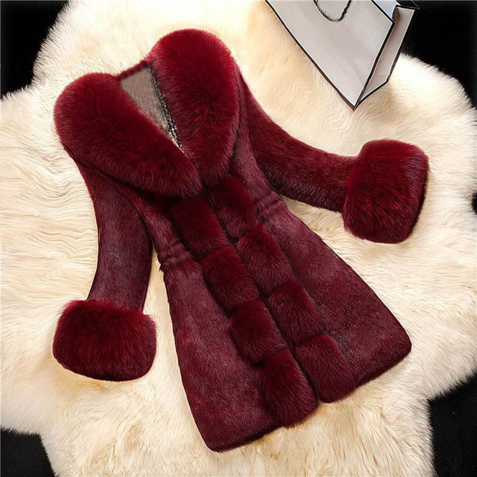 Chaqueta de invierno de felpa para mujer, elegante abrigo de piel monocolor, abrigo cálido de piel sintética, abrigo cálido para mujer, chaqueta mullida