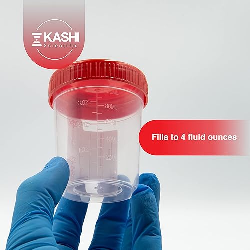 Miniatura 6 de Kashi Scientific Vaso estéril para muestras con tapa y sellado seguro envuelto individualmente para recolección de orina o semen, taza de orina