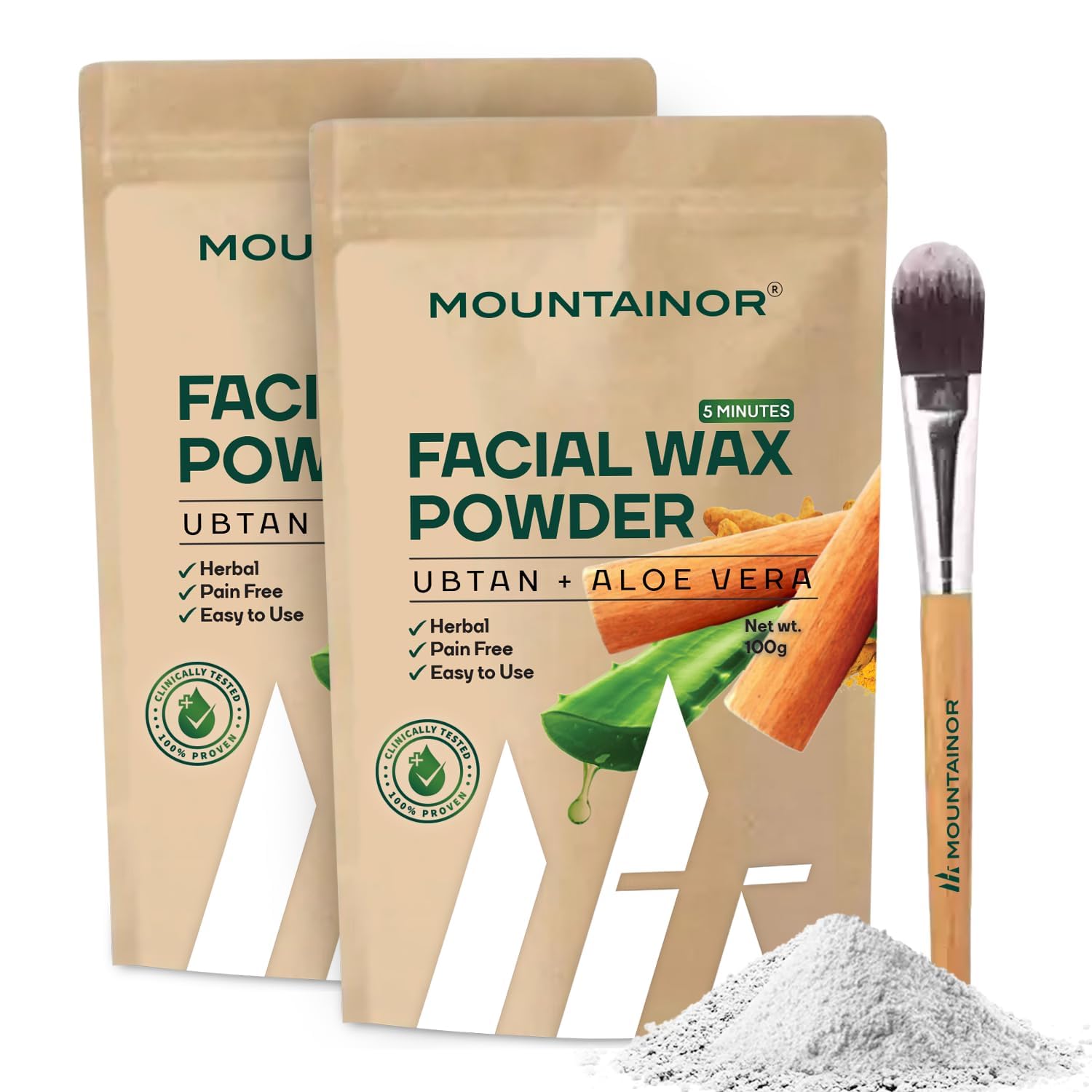MOUNTAINOR Ubtan Facial Wax Powder with Sandalwood & Aloevera, Painless Herbal Facial Hair Removal Waxing Powder for Women 100 gm (Pack of 2) (B0DHH87YY4) Amazon Price History, Amazon Price Tracker