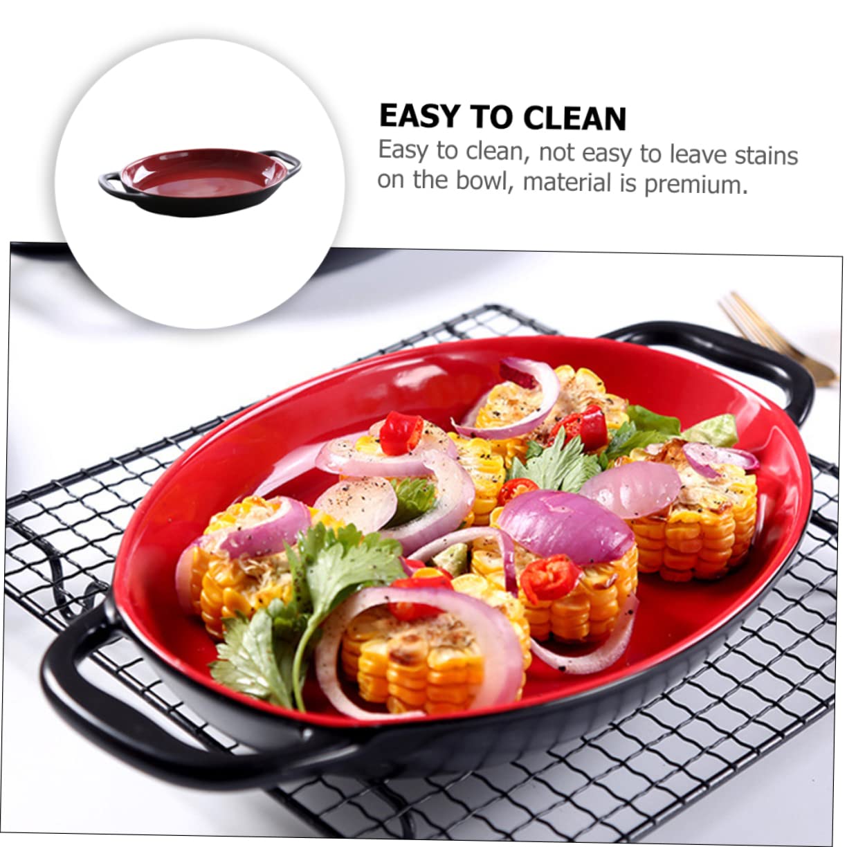 iplusmile 2 Piezas Bandeja de Cerámica para Hornear con Doble Asa Resistente al Calor Plato Decorativo para Asar para Lasaña Queso y Ensaladas Material Duradero y Antiadherente Diseño