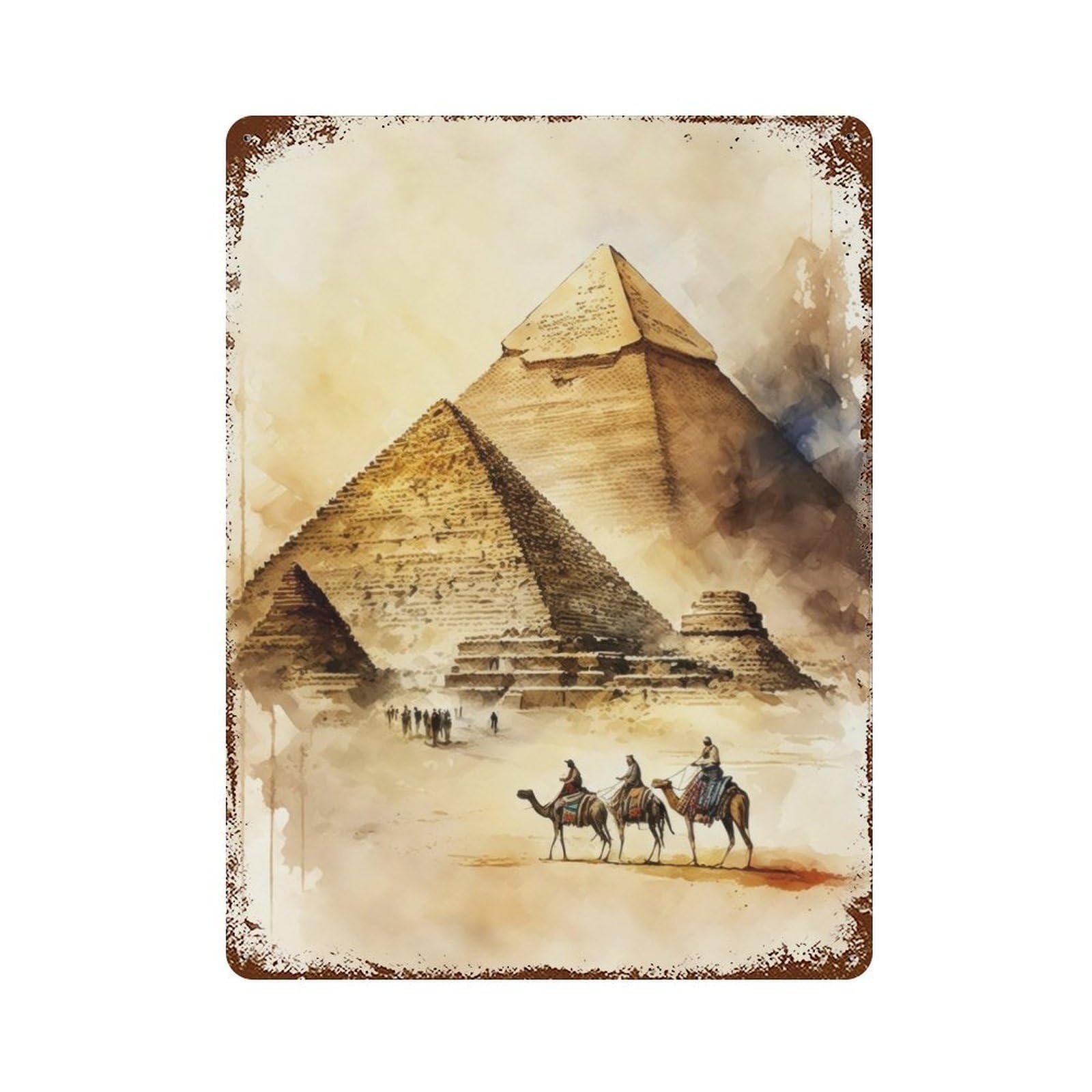 Majestic Giza Pyramids Rustic Tin Plaque 15.7"x11.8", for Shed, Workshop And Garage Wall Decor, Farmhouse Wall Decor