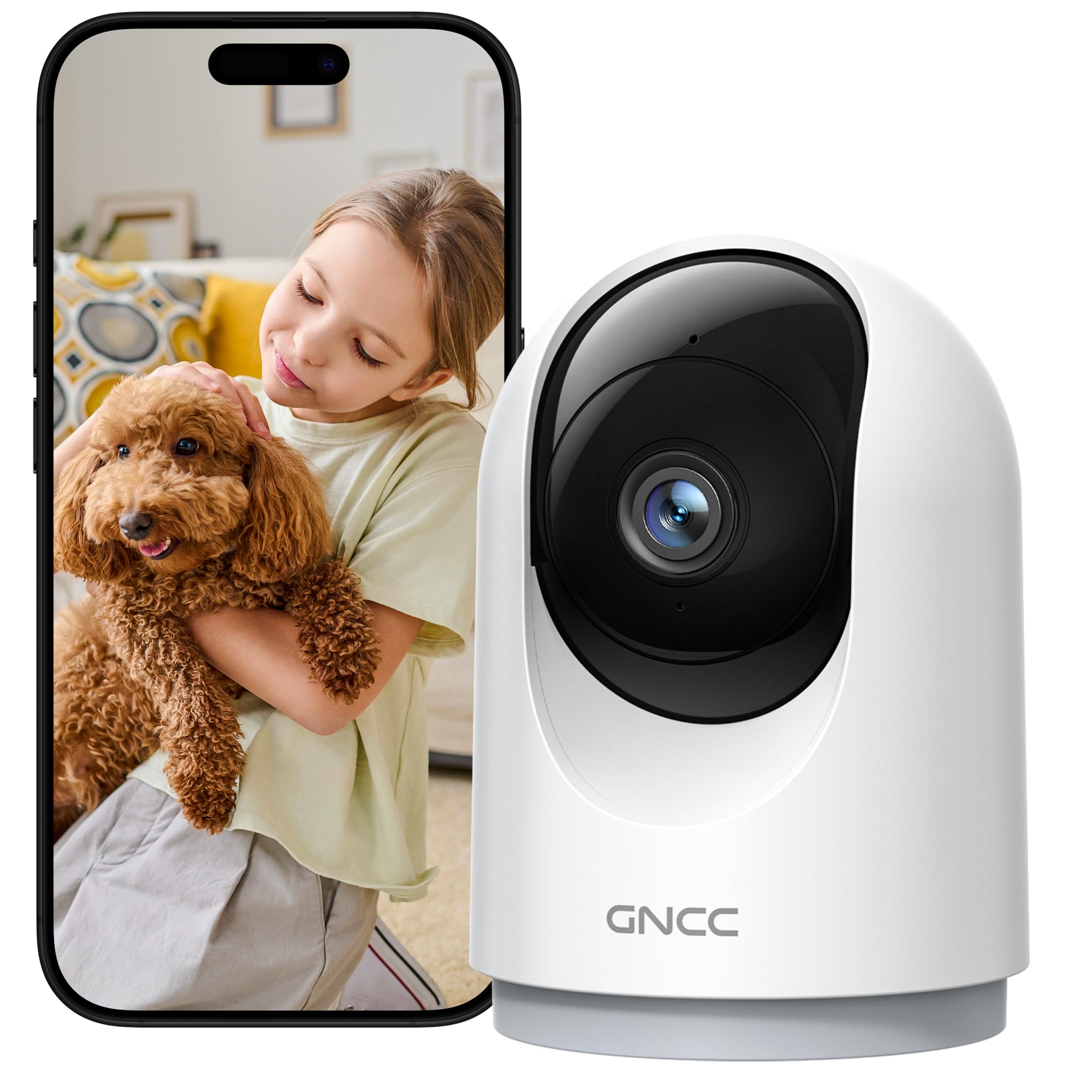 GNCC Pet Camera, Dog Camera, Pet Cameras with APP, Cat Camera 1080P, 360° Pan(APP Control), Motion/Sound Detection, 2-Way Audio, Real-Time Alerts, SD&Cloud Storage, Works with Alexa, P1
