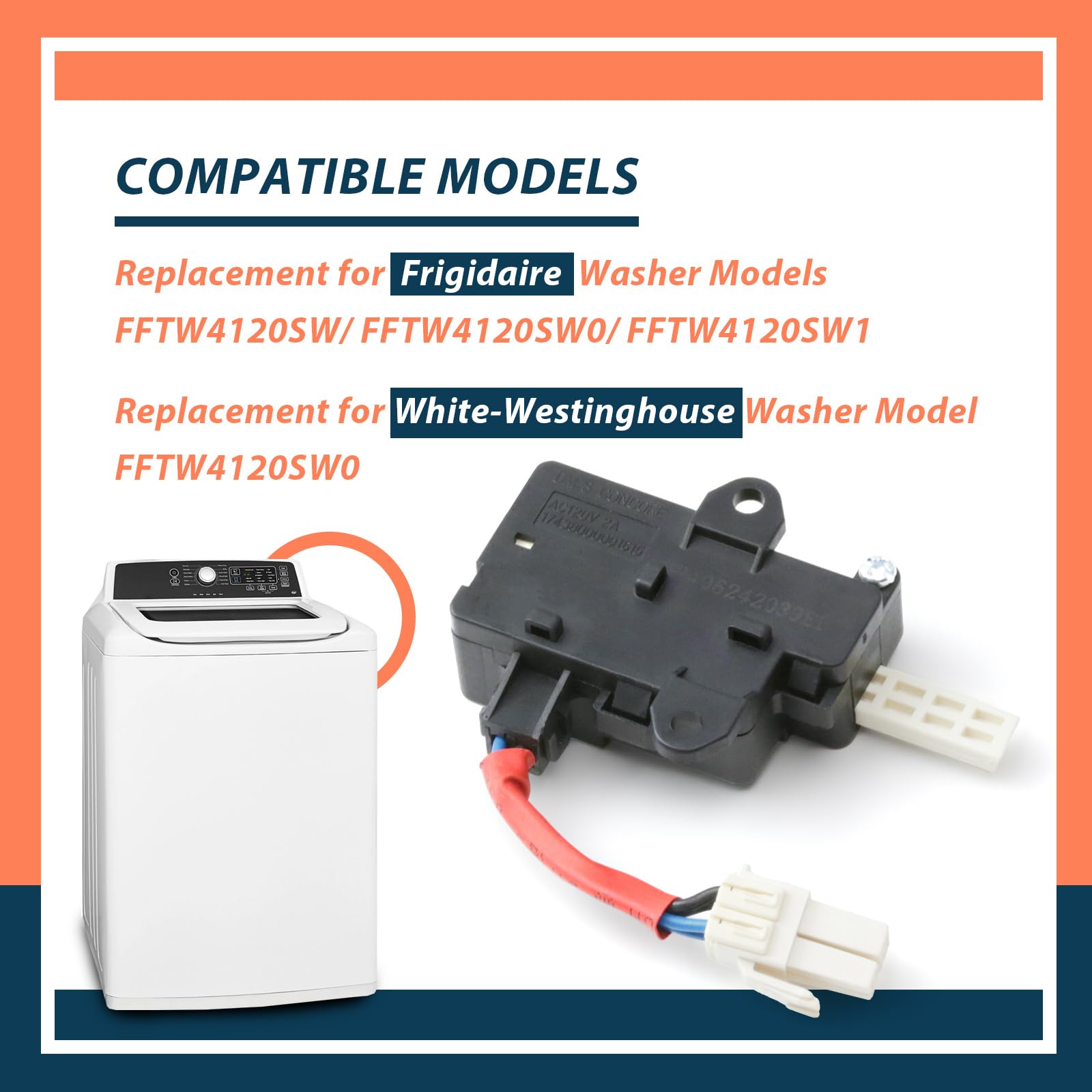 5304511338 Washer Door Lock Switch Assembly – Frigidaire OEM Replacement, Fixes Leaks & Cycle Issues, Fits FFTW4120SW Models, Easy Install-535659