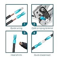 Vista 5 de 100 conectores de pala, terminales de pala termorretráctiles 16-14 AWG, conectores de alambre hembra