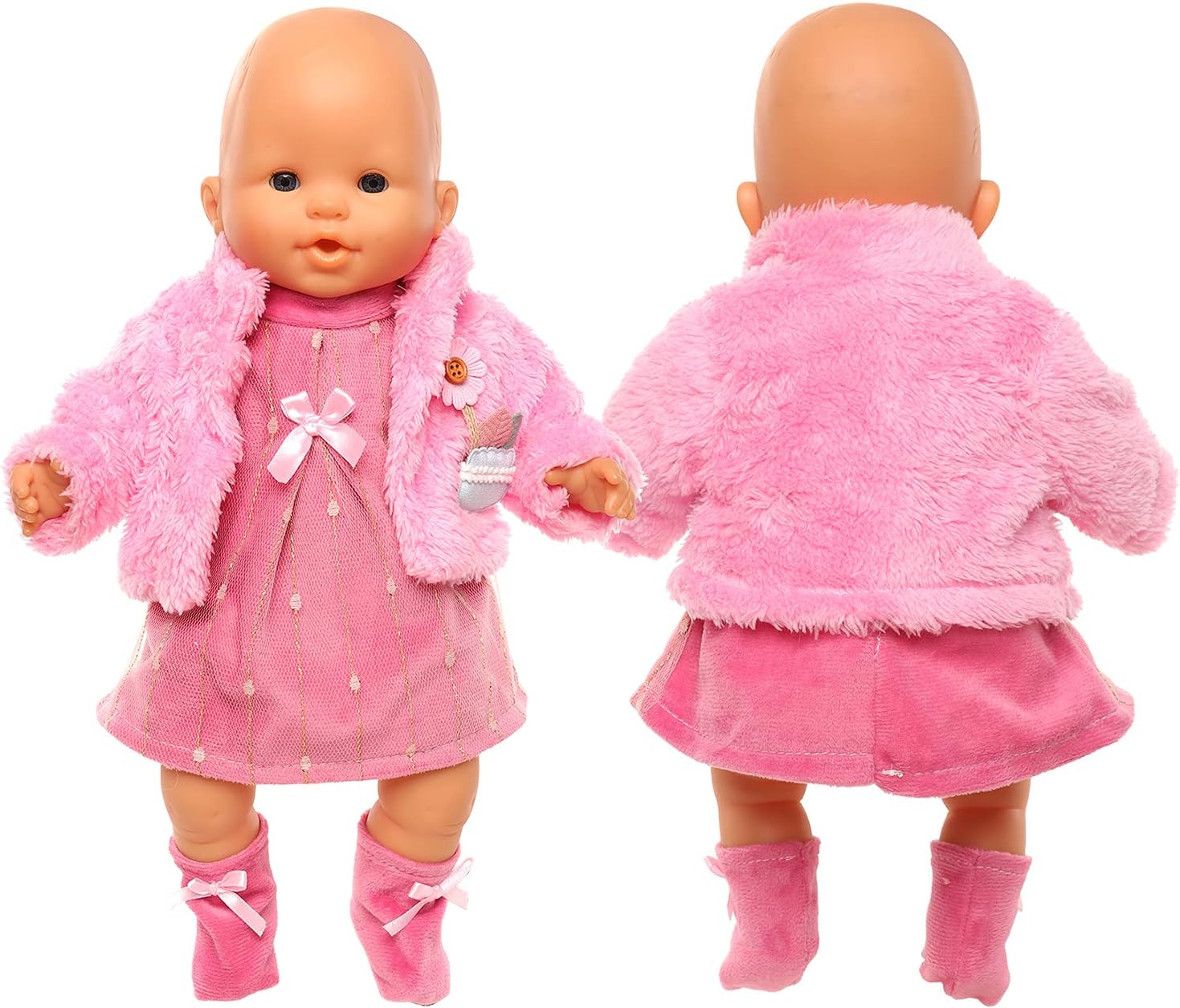 Miunana Sweet Doll Clothes New Dress Coat Socks for 14 Inch 16 Inch 17 Inch 35-43 cm Born Baby Doll - Image 4