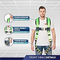 Vista 2 de Palmer Safety - Arnés de seguridad de cuerpo completo con ajuste de 5 puntos, anillo en D dorsal, piernas con ojales, dos anillos en D laterales e