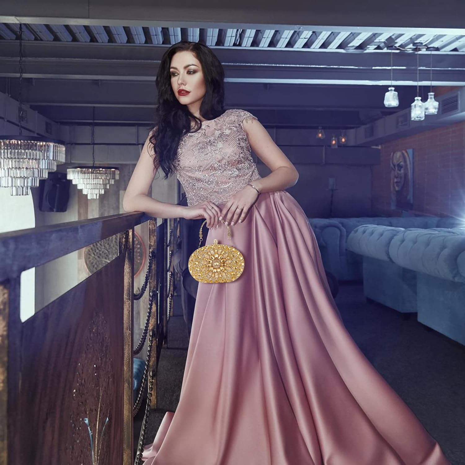 Rhinestone Evening Clutch Purses for Women Evening Weddings,Party Purses Crystal Diamond Glitter Sparkly Handbag - Image 2