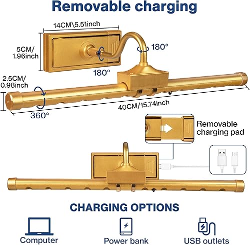 Miniatura 7 de Luces de imagen recargables con control remoto, luz RGB regulable de 16 pulgadas para pinturas, luz de imagen inalámbrica con temporizador para