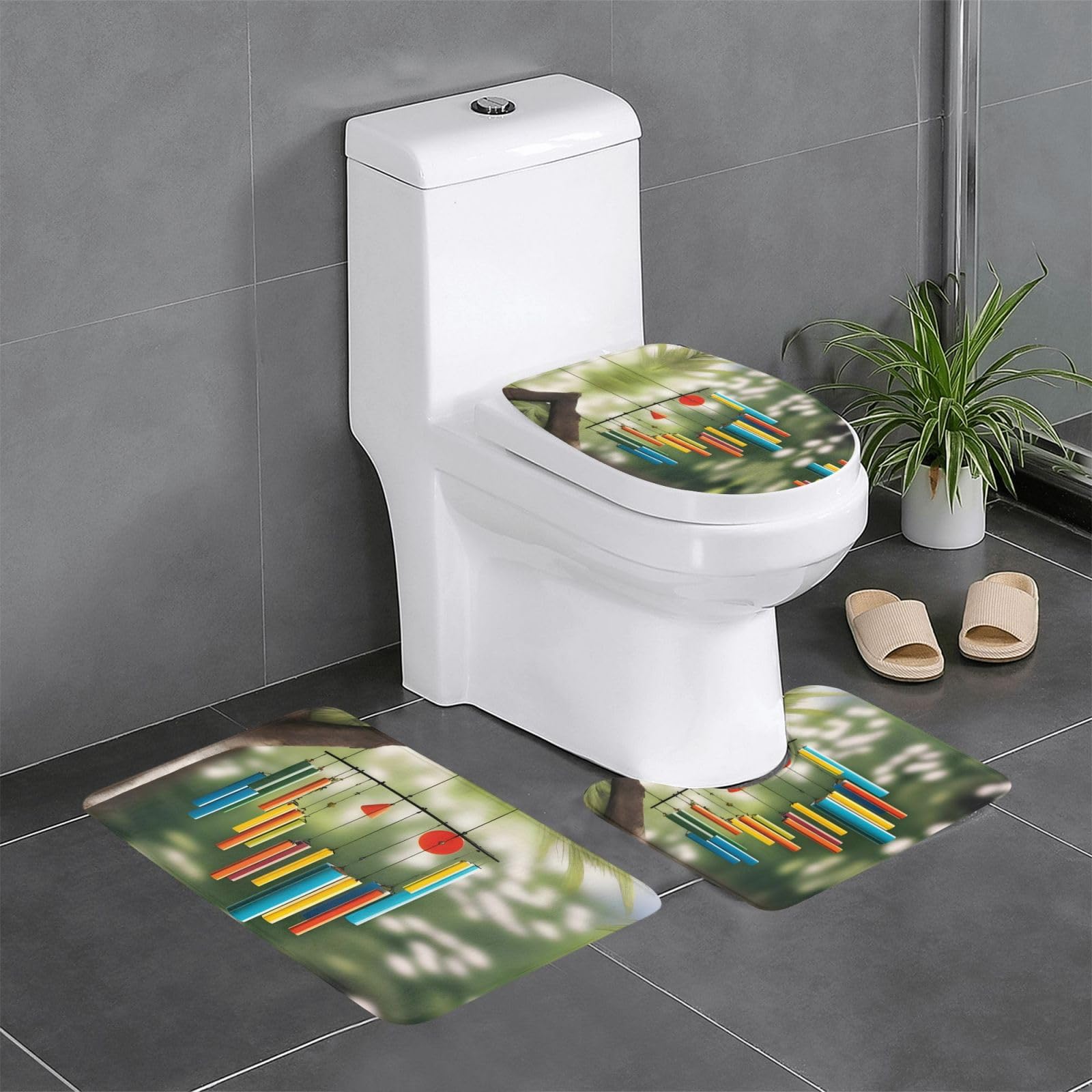 Tapis de sol antidérapants HJFCZH lot de 3 en flanelle pour salle de bain