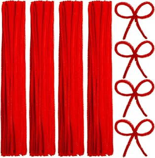 400 Pieces Pipe Cleaners Jumbo Chenille Stem Fluffy Chenille Stem for DIY Art Craft (Red)