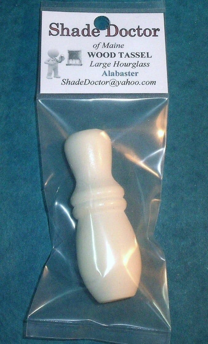 2 1/2 inch Wood Cord Tassel for Roman Shades & Woven Wood Bamboo Shades - Alabaster Finish - Hourglass Design