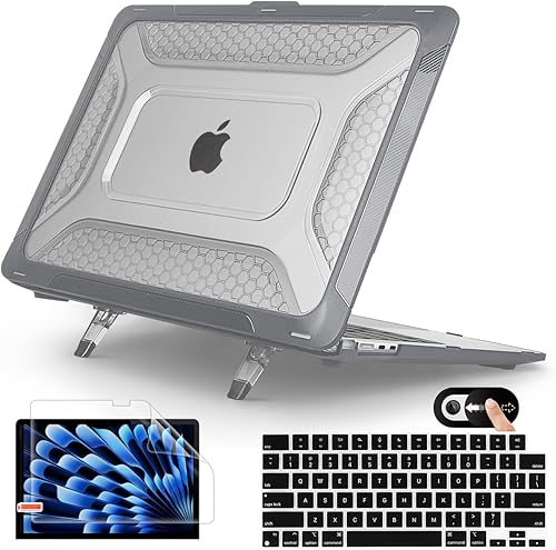 Mektron Funda a prueba de golpes para MacBook Air de 15 pulgadas 20242023 con chip M3M2 modelo A2941A3114, funda protectora resistente de 15.3