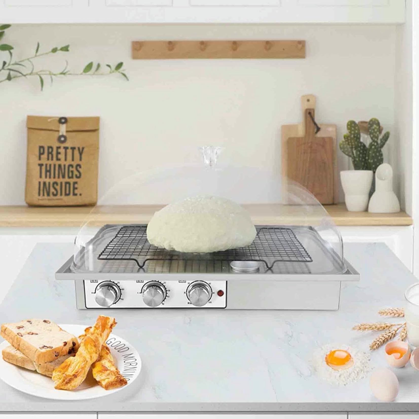 Caja de Fermentación de Pan de Acero Inoxidable, Temperatura y Tiempo, Cámara de Fermentación Eléctrica para Masa, para Hornear, Fermentación~/