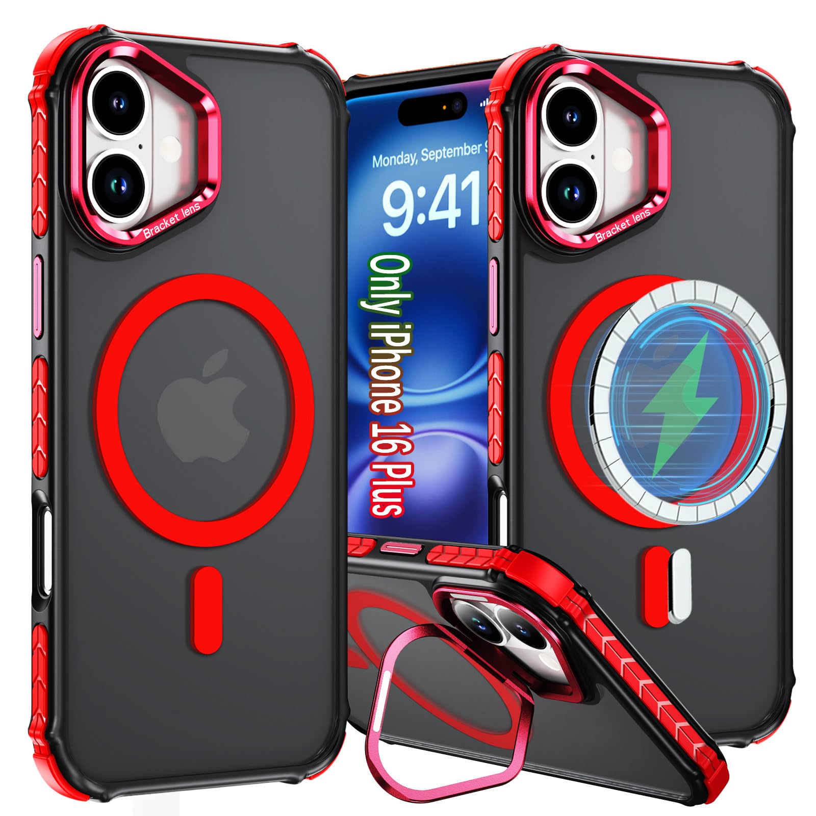 ZOEII 16 Plus Case Magnetic for iPhone 16 Plus, 6.7 Inch, with Camera Stand，[Compatible with MagSafe][Compatible Fast Wireless Charging] for i Phone