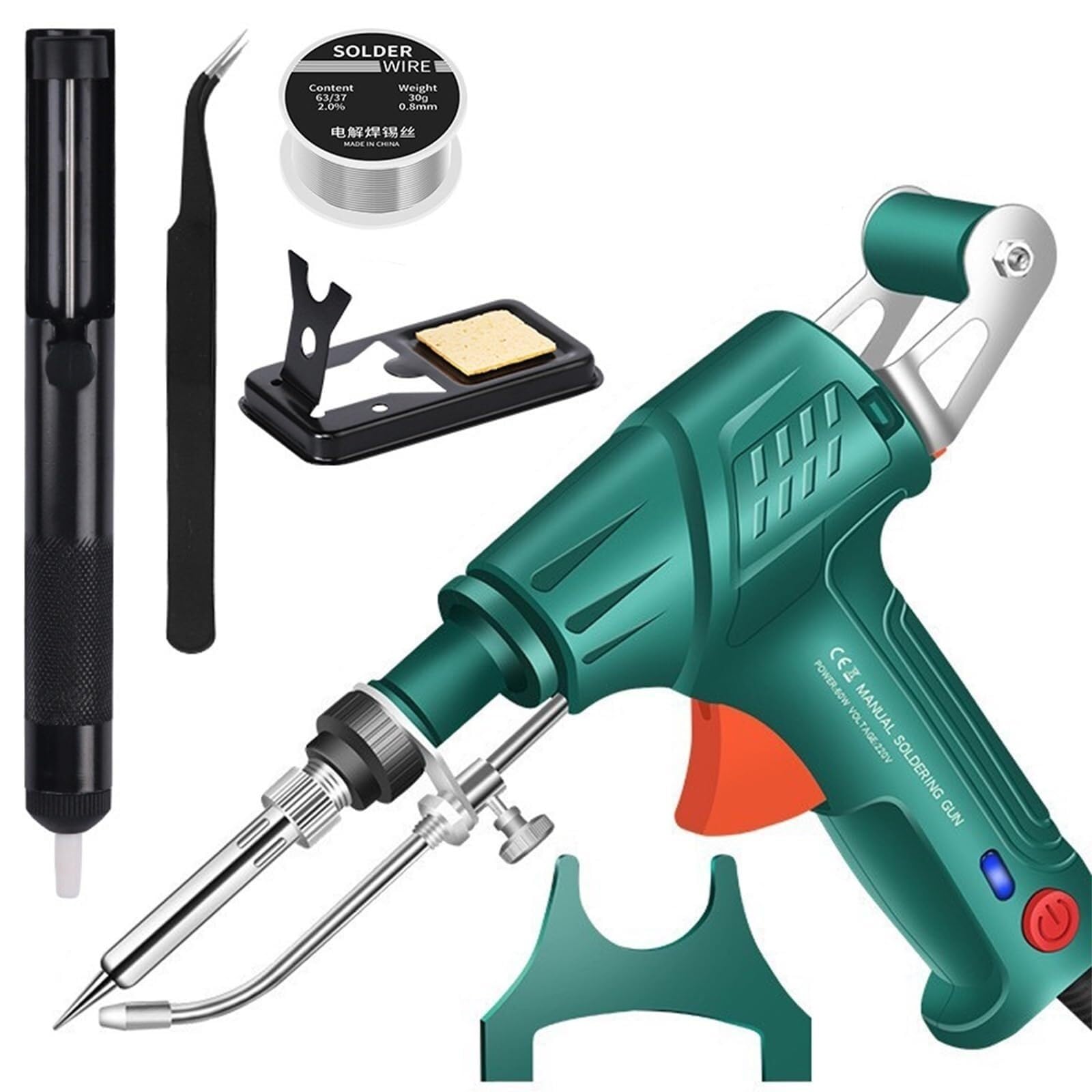 Internally Heated Industrial Laser Welding Tools, Multi-Function Soldering Iron Soldering Gun Set, Automatic Corded Solder Iron Internal Heat, Manual Soldering Gun for Industrial Home DIY(Green,Intern