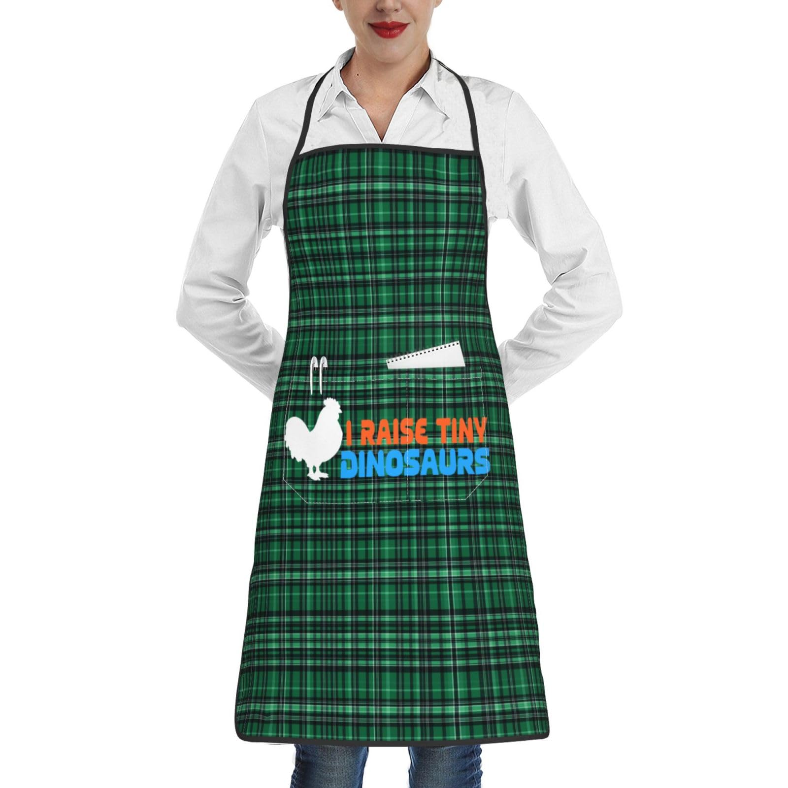 nopicsn I Raise Tiny Dinosaurs Apron for cooking with Pockets Women Men Kitchen Chef Funny Aprons