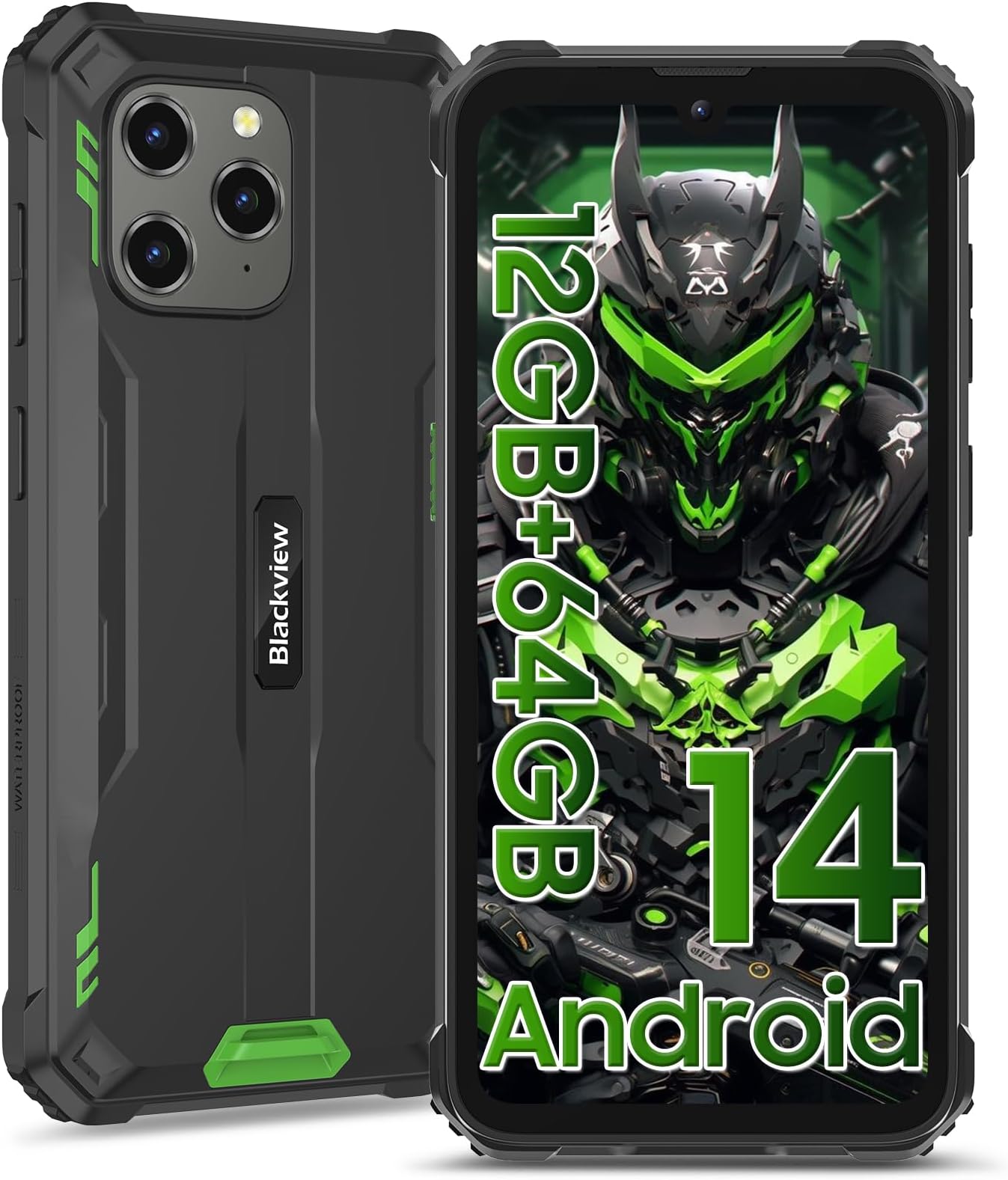 Blackview Rugged Phone 2025, BV5300Pro 12GB+64GB/256GB SD Android 14 Waterproo Phones, 6580mAh, 13MP+8MP Camera, 6.1'' HD+ Display, 4G Dual SIM Phones Free Unlocked Face ID/NFC/OTG, UK Version