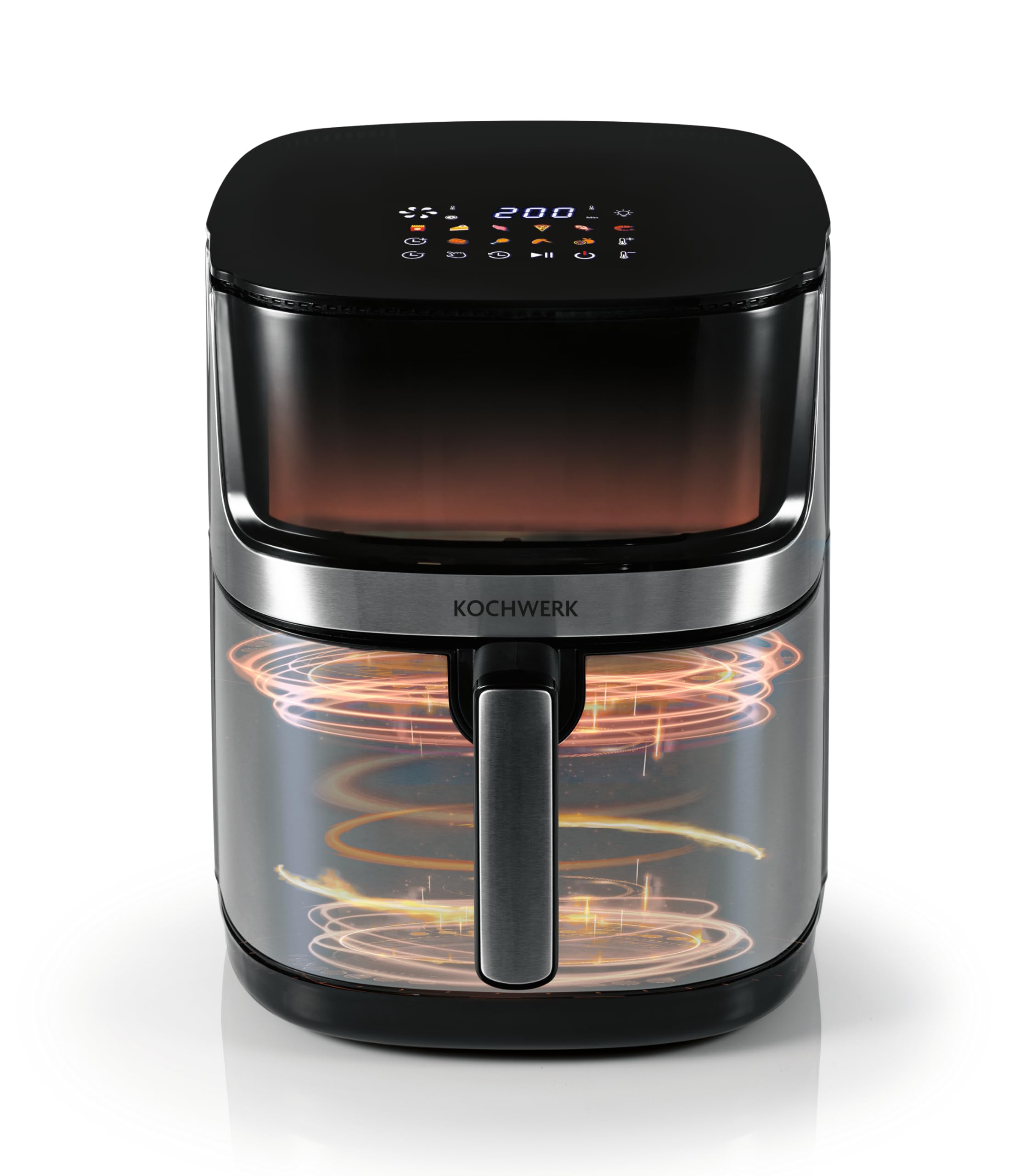 Rachs KOCHWERK Freidora de aire caliente 7.5L | Airfryer digital con pantalla táctil y función de temporizador | 10 programas | Freír alimentos sin aceite | Con revestimiento antiadherente | 2200W