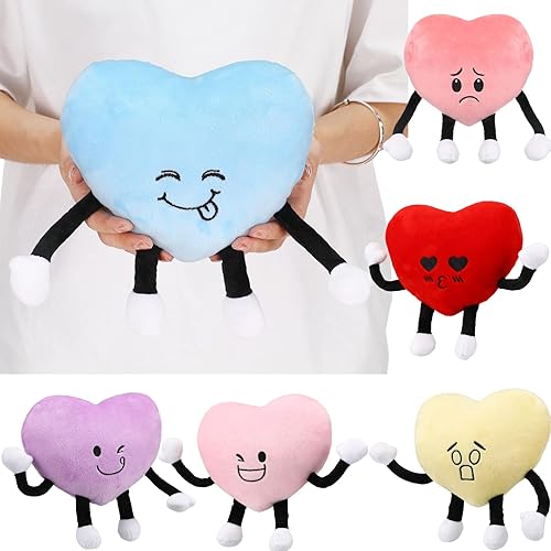 6 piezas de peluche de corazón con patas, almohada en forma de corazón de 9 pulgadas, regalo de animal de peluche de corazón para bebés, niñas,