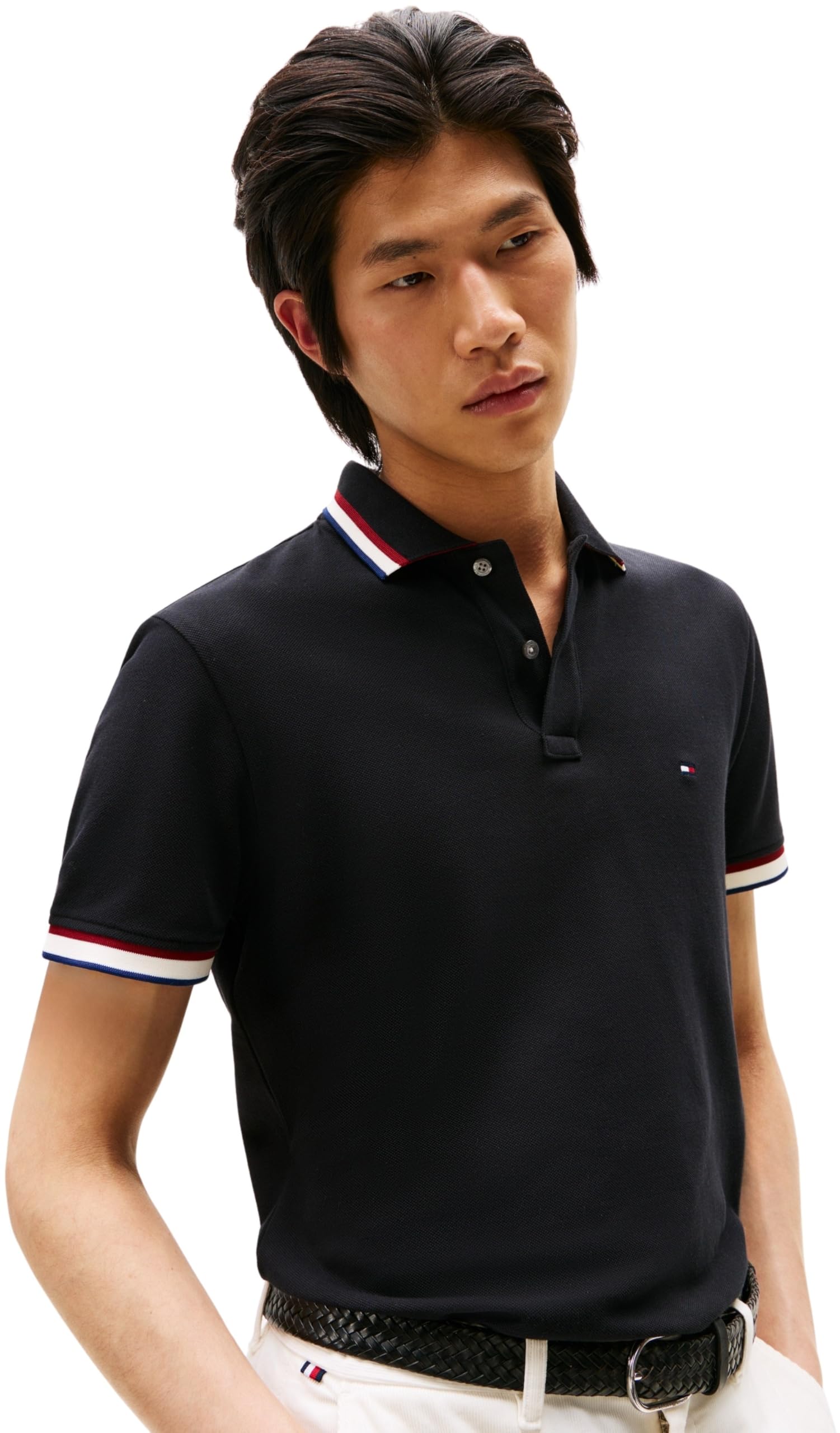 Tommy Hilfiger Cuff Interest Slim Fit Polo Mw0mw40308 Polo S/S Unisex - Adulto (Pacco da 1)