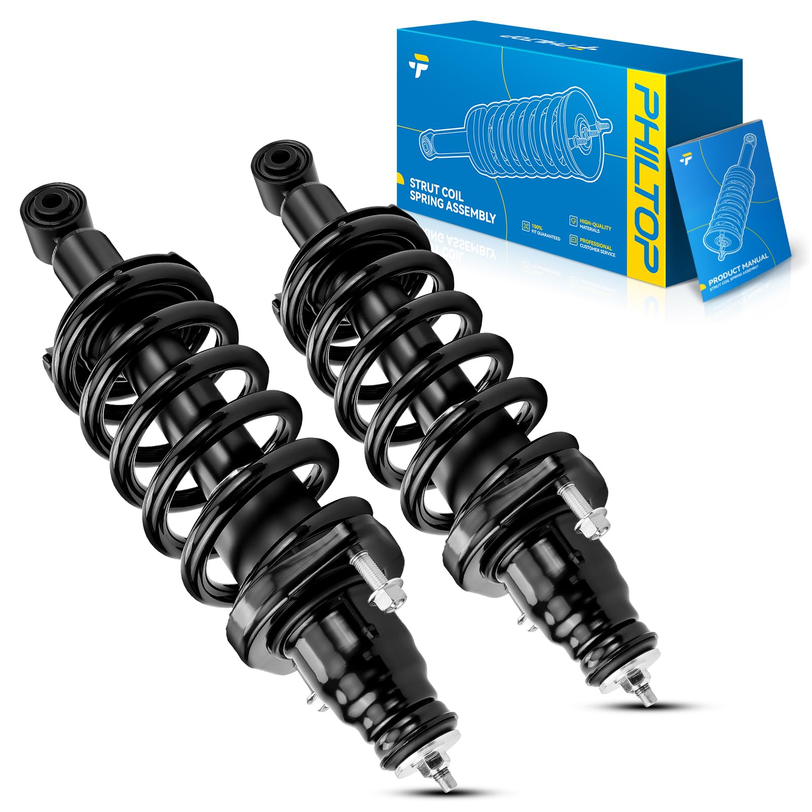 PHILTOP Rear Struts Compatible with Honda CR-V 2002 2003 2004 2005 2006, Shock Absorber Complete Suspension 171380L+171380R, Struts with Coil Spring Assemblies 2 Pcs Amortiguadores Traseros