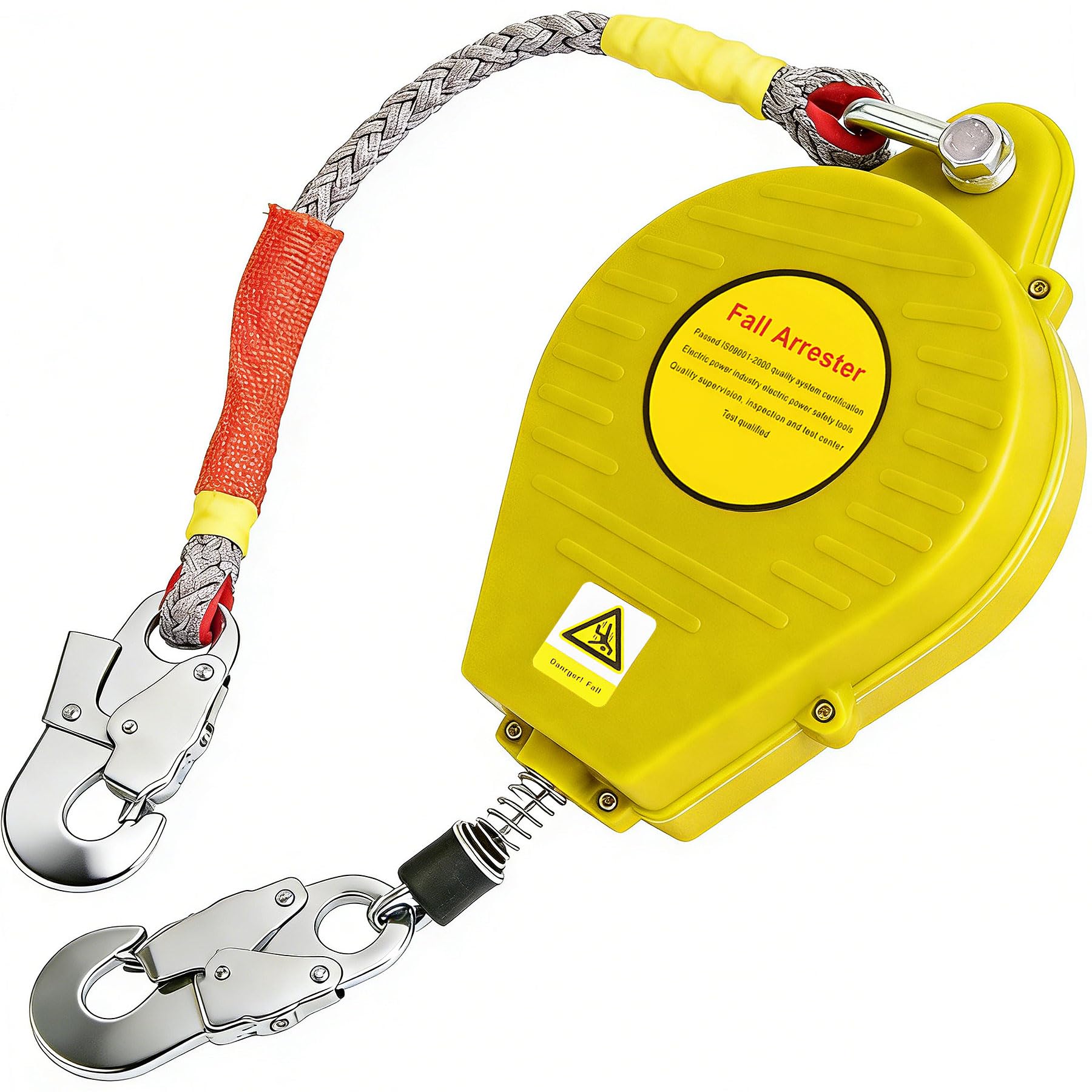 Dispositivo Anticaídas Retráctil, Línea de Vida Retráctil de Seguridad, Profesión Equipos Anticaídas Retractil para Alturas y Cubiertas, Limitador de Caída Personal - Carga:150kg (Amarillo, 10m)