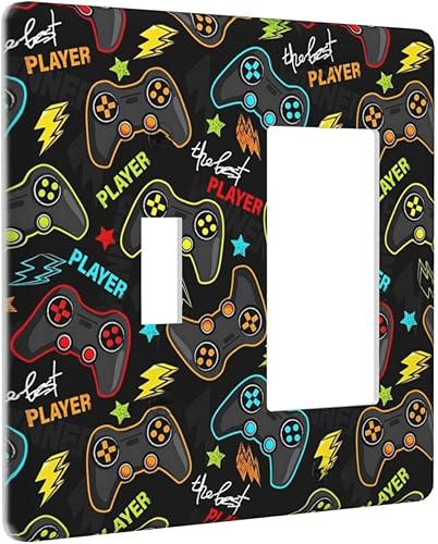 Vista 215 de Placa de pared con interruptor de luz de doble interruptor de pared para niños, diseño de dinosaurio, galaxia, espacio exterior, planeta, nebulosa