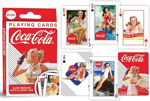 Miniatura 3 de MasterPieces Family Games - Coca-Cola Vintage Pin-ups - Baraja de cartas con licencia oficial para adultos, niños y familia