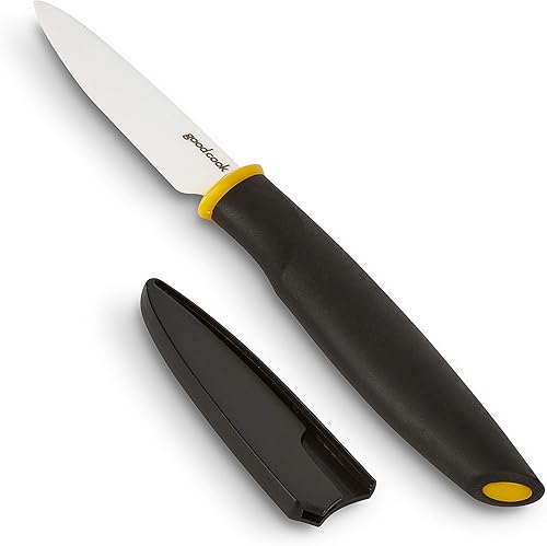 Vista 23 de GoodCook Touch - Cuchillo Santoku de 7 pulgadas, acero de alto carbono, agarre cómodo antideslizante, hoja de cuchillo con hoyuelos para cortar