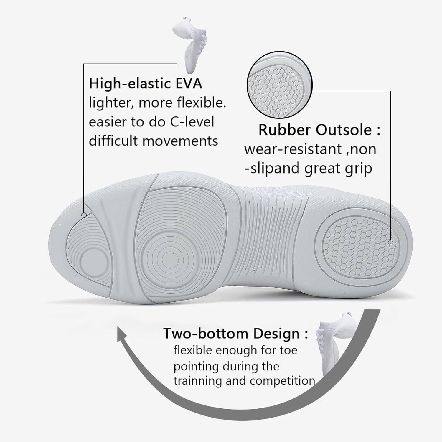 Cheer Shoes Girls Cheerleading Cheerleader Dance Flexible Gymnastic Athletic Training Tennis Sneakers Women Adult Youth Kid - Image 2