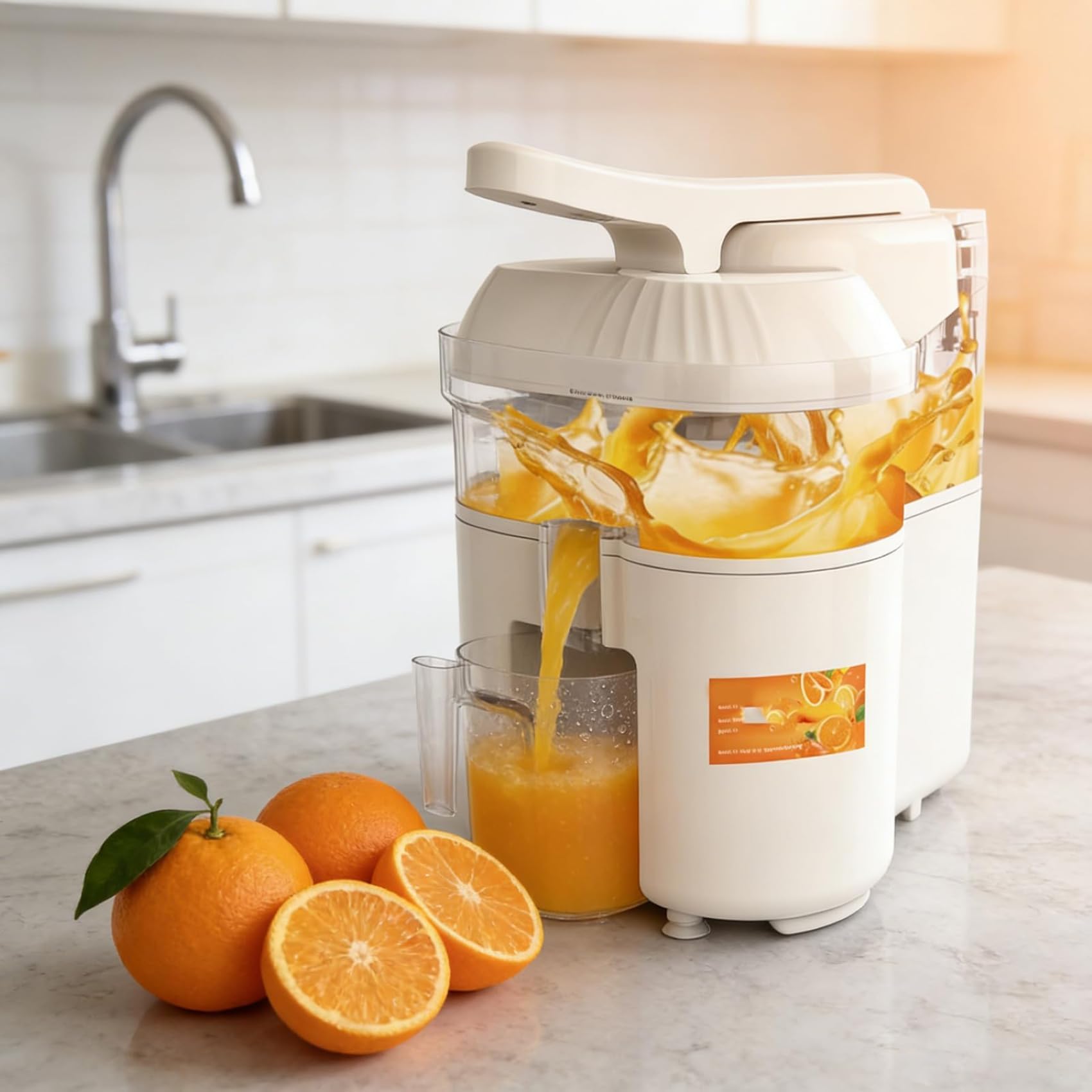 Exprimidor eléctrico de cítricos, exprimidor de naranjas con eliminación automática de pulpa, extractor de frutas de bajo ruido para desayuno, uso en la cocina de la oficina en casa