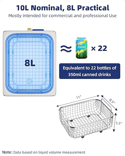 Miniatura 5 de Limpiador ultrasónico comercial 10L, máquina profesional de limpieza ultrasónica para piezas industriales Piezas automotrices y marinas Instrumentos