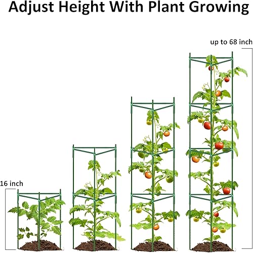 Miniatura 3 de Keeswin Paquete de 3 soportes para plantas de tomate jaulas de tomate para jardín estacas para plantas de exterior