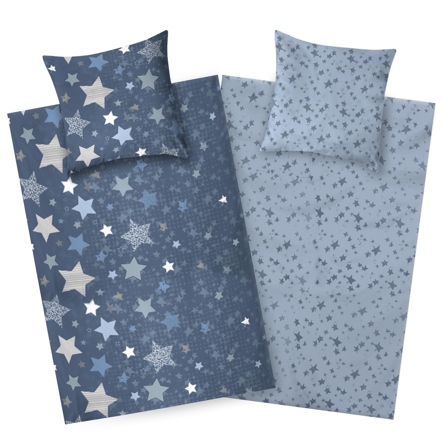 Housse de couette flanelle enfant motif étoiles pour une chambre cocooning bleu