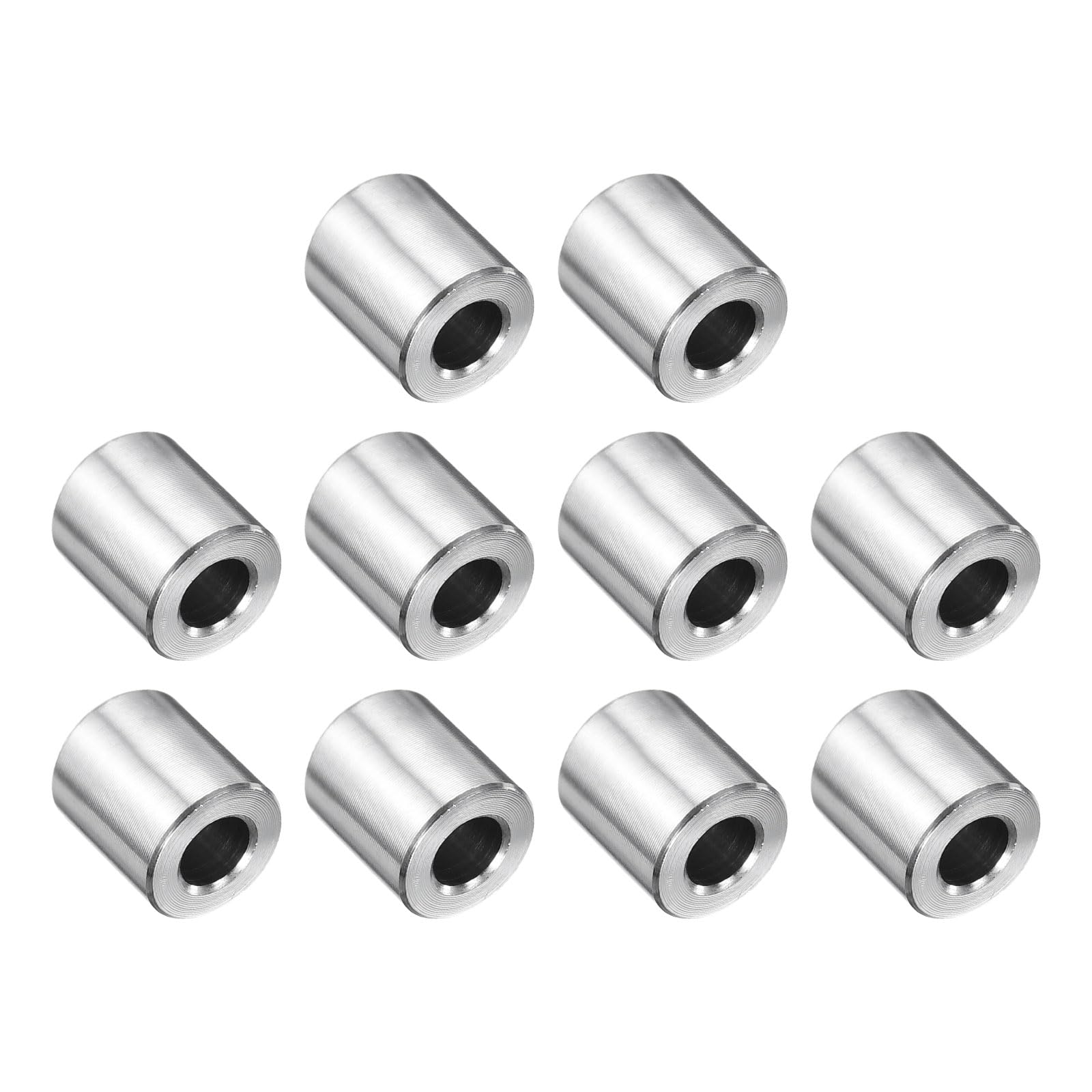 uxcell 10 Pcs Stainless Steel Spacer 1/4" Bore x 1/2" OD x 7/16" Length Screw Bushing Plain Finish Round Metal Spacer for 1/4" Screws Bolts and Rods