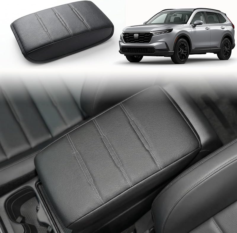 Capa para apoio de braço do console central Neepiar para Honda CR-V 2023–2026, preta com costura cinza