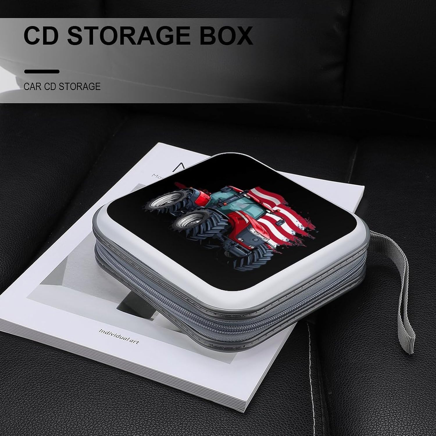 Tractor USA Flag CD Case 40 Capacity DVD Holders Wallet for Home Travel