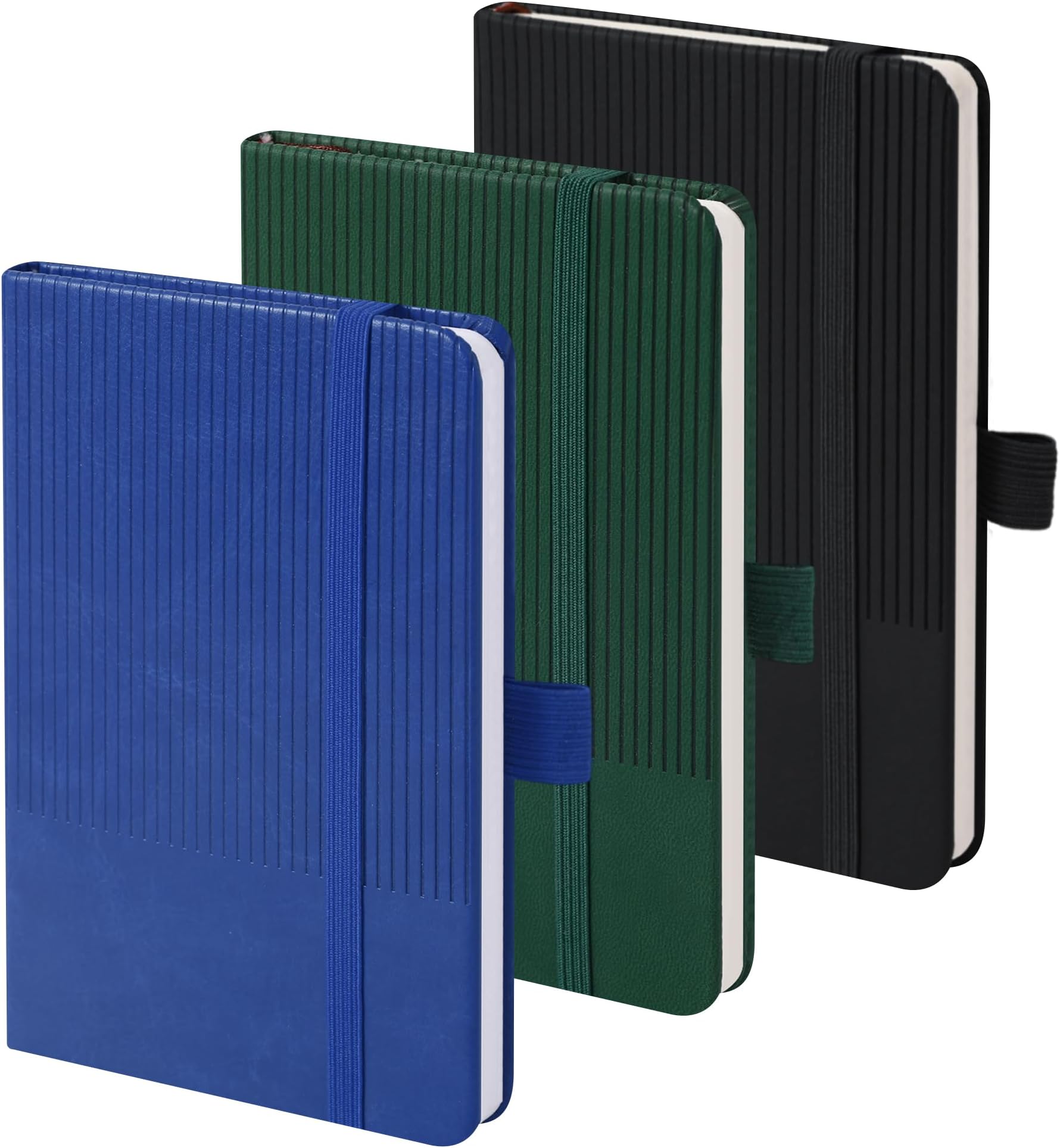 BOBO RABBIT 3 Pack Pocket Journal Notebooks A6 Small Mini Notepad For Note Taking Hardcover Vegan Leather College Ruled Lined Note Pads for Women Men Student, Total 600 Pages, 3.7" x 5.7"
