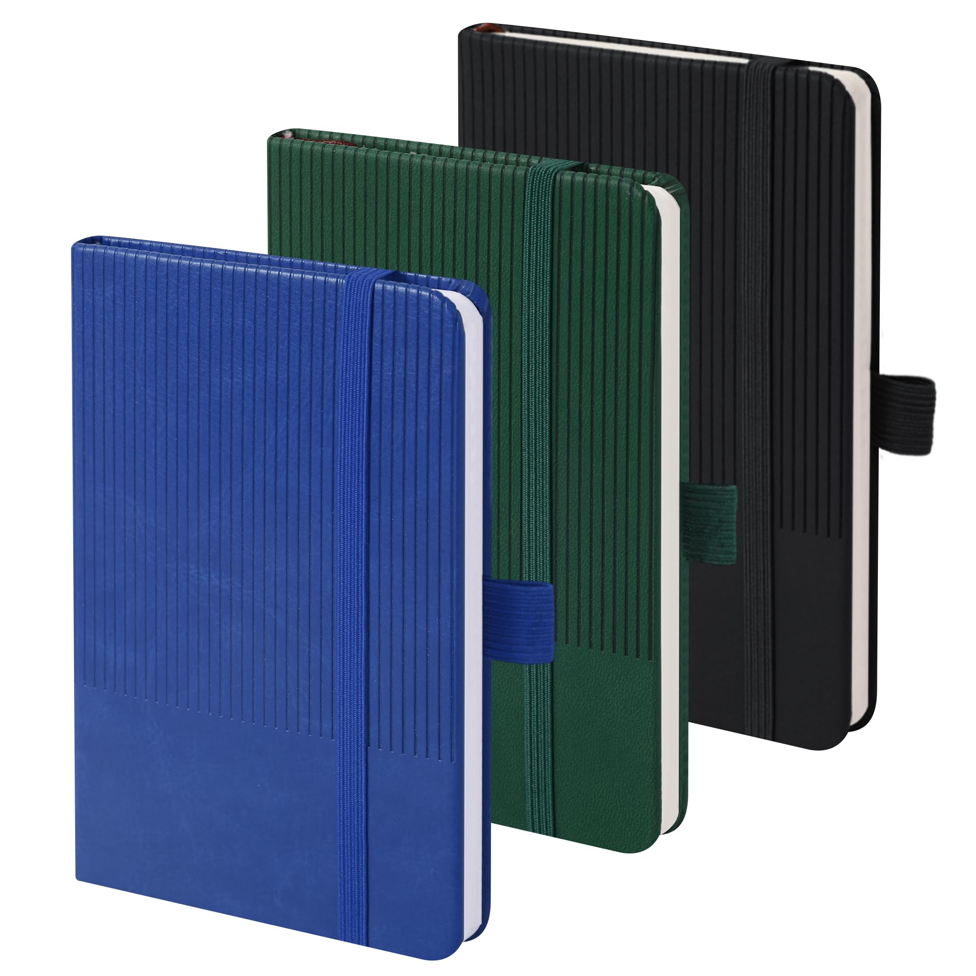 BOBO RABBIT Paquete de 3 cuadernos de bolsillo tamaño A6, tamaño pequeño, para tomar notas, tapa dura, de piel, rayado, bloc de notas para mujeres y hombres