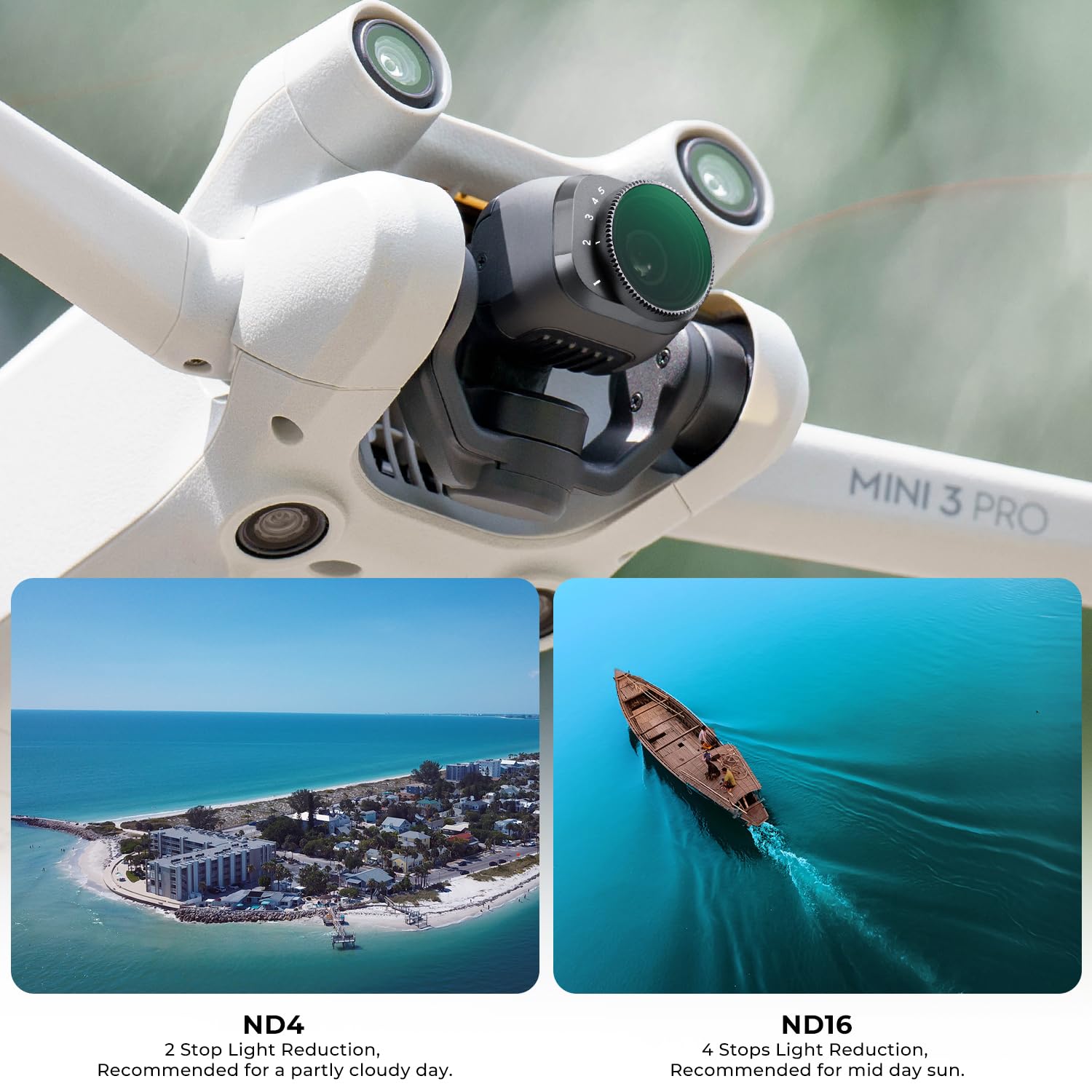 K&F Concept Filtre ND2-32 Variable Drone Gris Neutre 1-5 F-Stops 28 Revêtements de Nano-x Imperméable Anti des Rayures Compatible avec DJI Mini 3 Pro, Mini 3