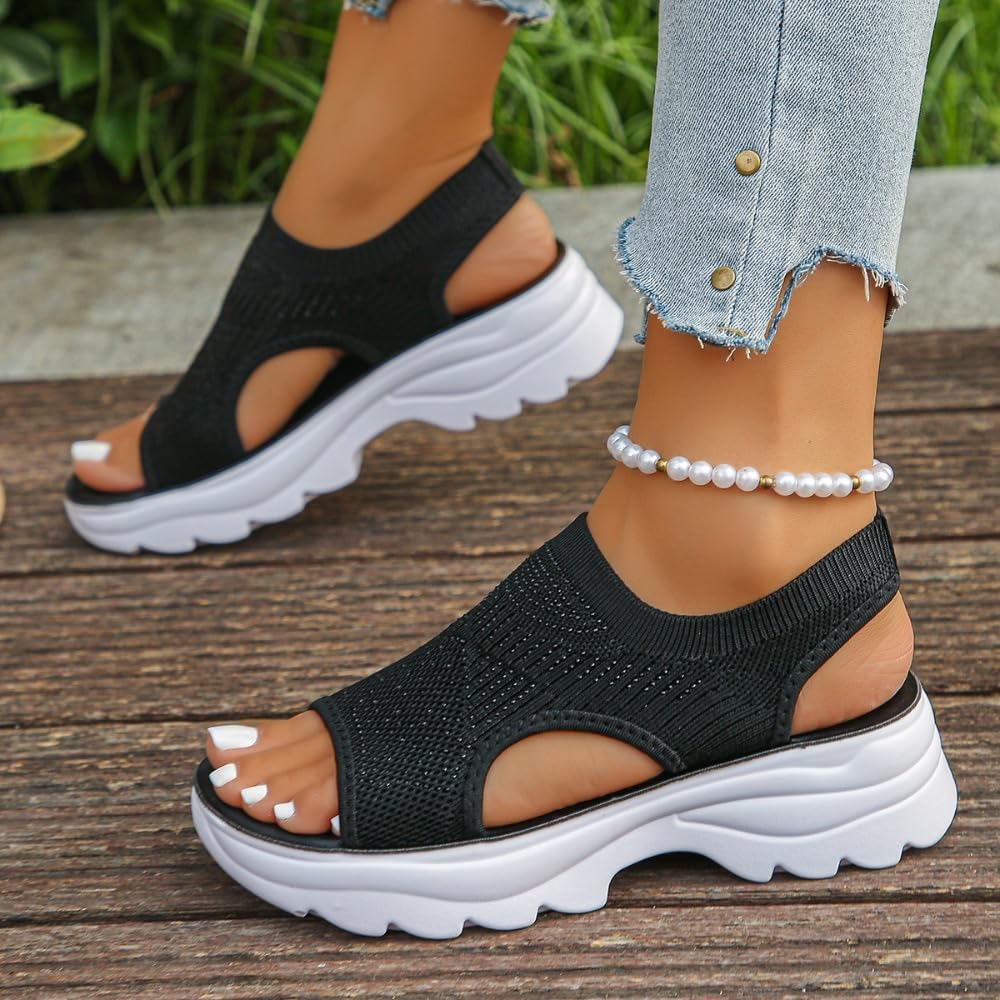 Sandalias ortopédicas para mujer, zapatos de playa para mujer, Black, 40 EU