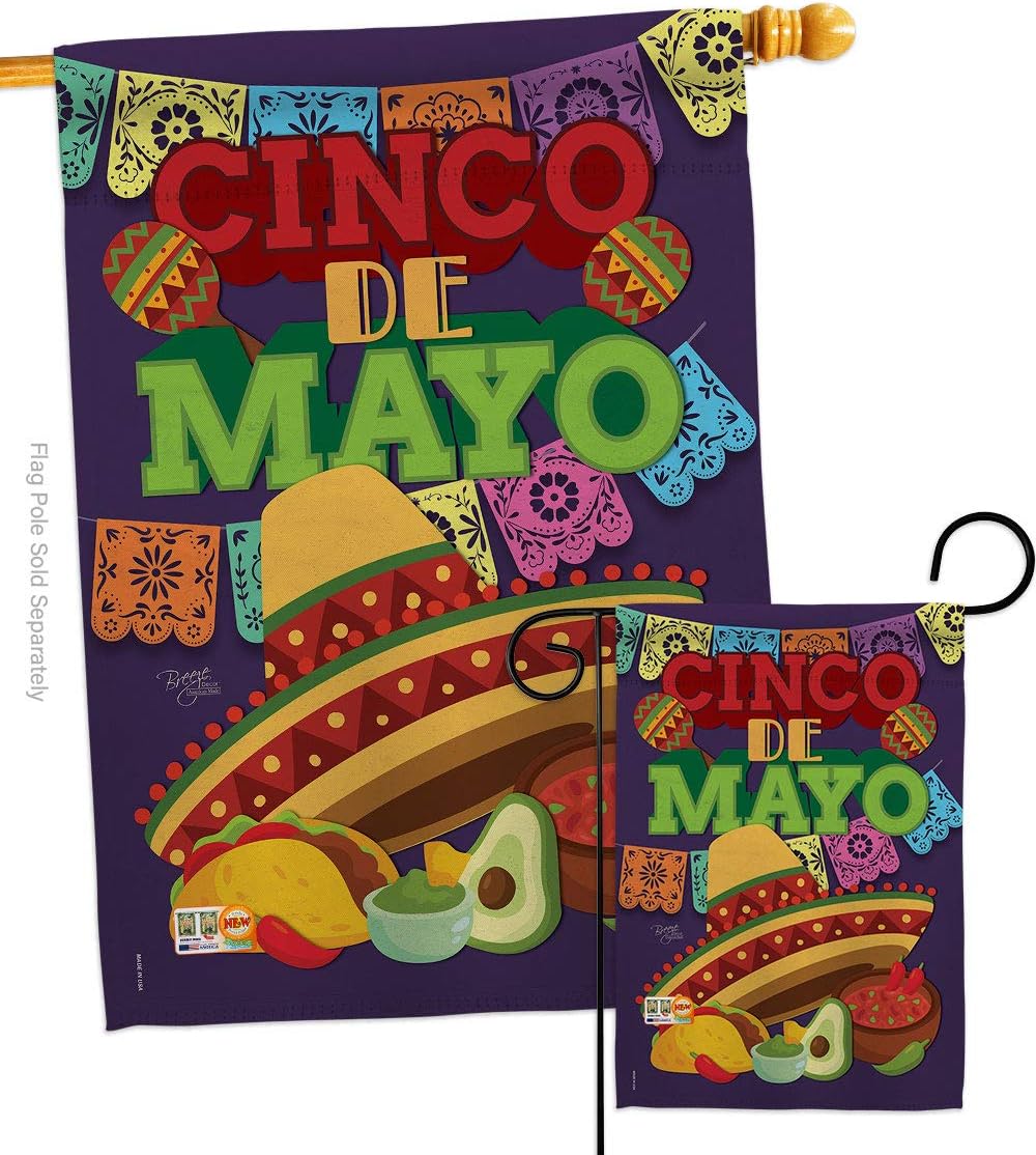Breeze Decor Cinco de Mayo Garden House Summer Mexican Fiesta Party Cactus PinataOutdoor Summertime Sunny Decoration Banner Small Yard Gift Double-Sided, Thick Fabric, Large & Small Flags Set