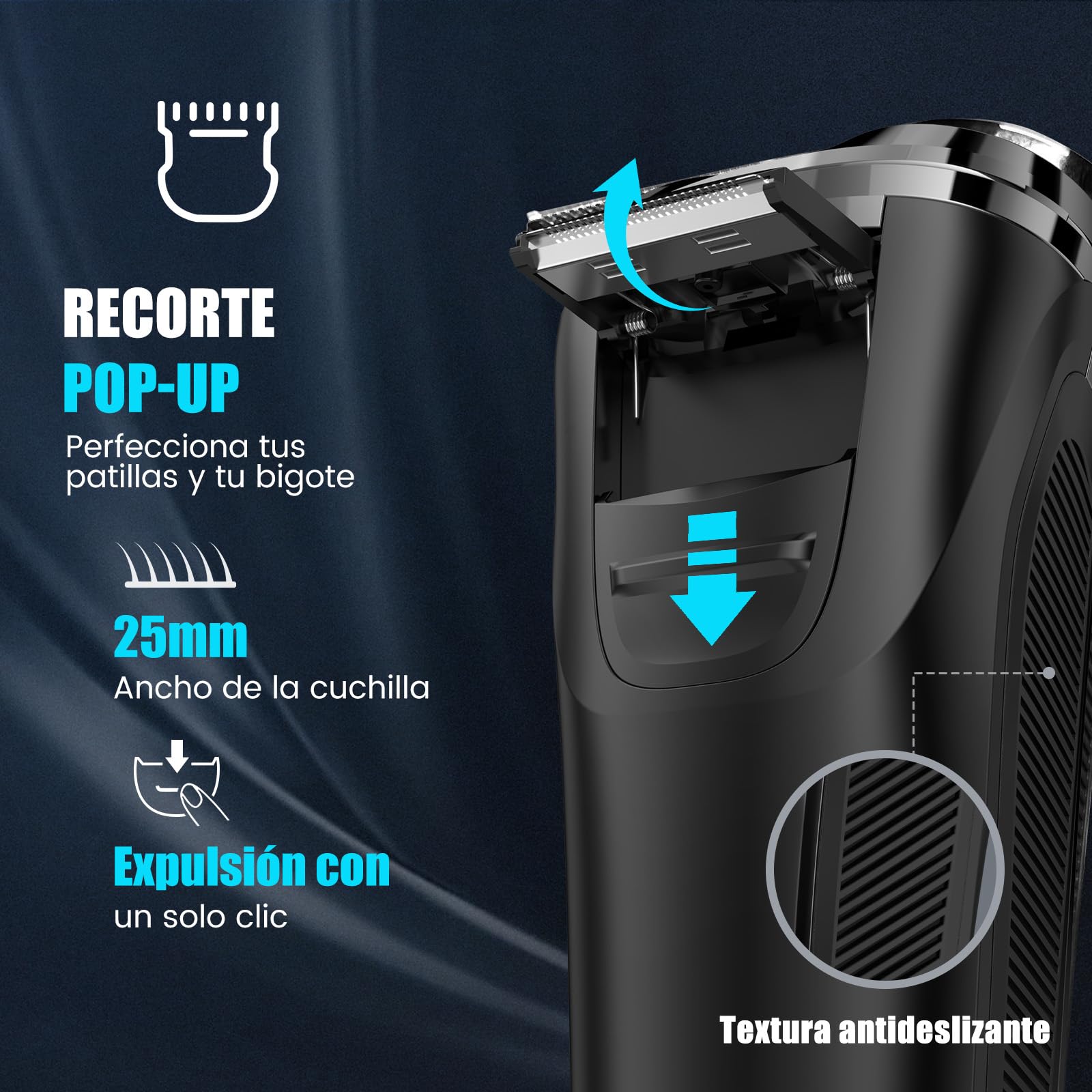 Brightup Maquinilla de Afeitar Hombre con Cabezal Flotante 4D, Afeitadora Eléctrica en Húmedo y Seco para Hombres, Recortador de Barba Impermeable IPX6, Carga USB-C y Recorte Emergente