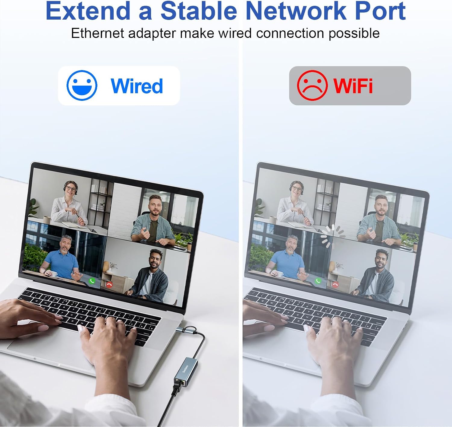 USB 3.0 to Ethernet Adapter, Ethernet to USB C Adapter 2-in-1, RJ45 Gigabit Network (1000Mbps) Hub Compatible with iPhone 15 16 17/USB-C iPad, MacBook/Pro/Air, Laptop, Windows 11/10/8/7, etc