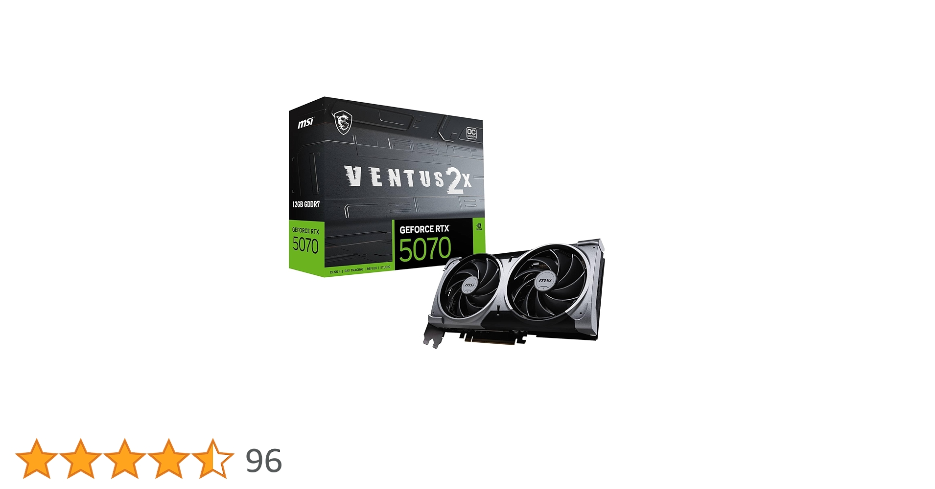 グラフィックボード・グラボ・ビデオカード GeForce RTX 5070 12G VENTUS 2X OC PCIExp MSI Gaming RTX 5070 12G Ventus 2X OC Graphics Card (12GB